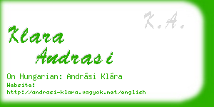klara andrasi business card